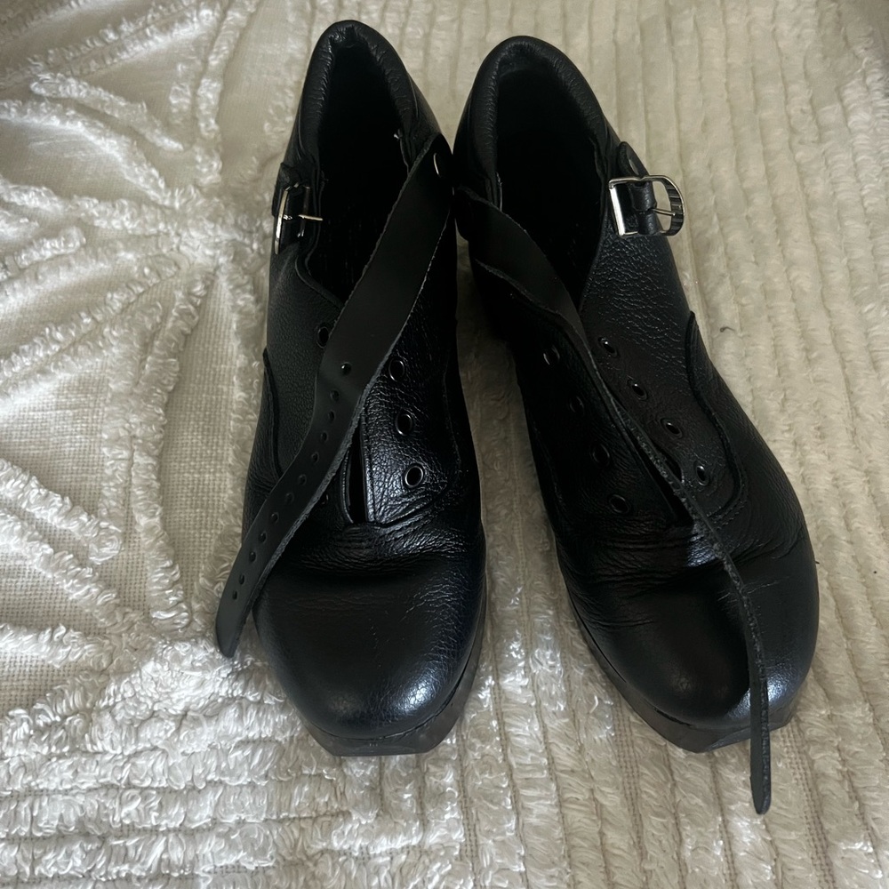Black Leather Irish dance hard shoes buckles